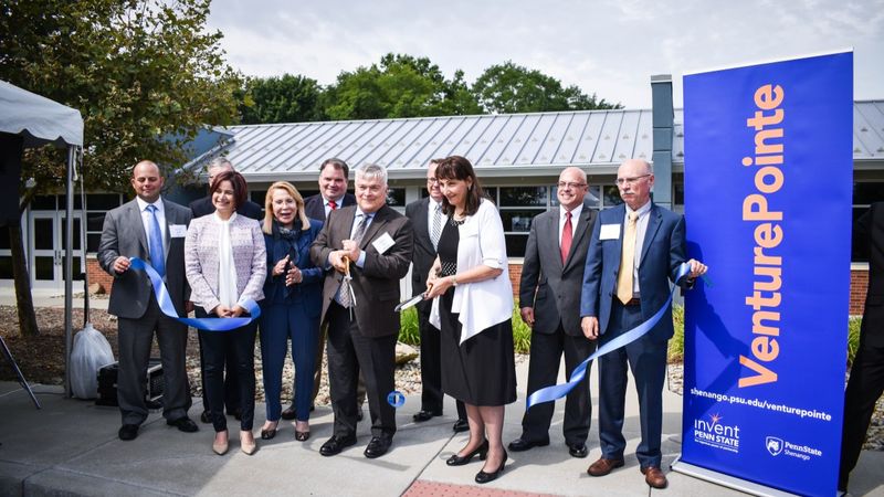 Ribbon cutting at Penn State Shenango's VenturePointe incubator