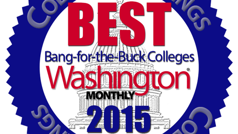 Image of an award button for Best Bang for the Buck category from Washington Monthly magazine