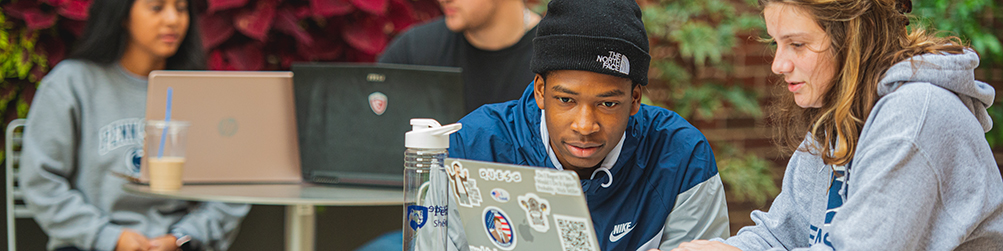 Two students using computer at Penn state shenango