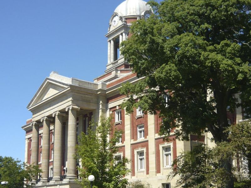 Exterior of Mercer County Courthouse with trees