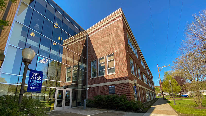 Entrance to glass atrium