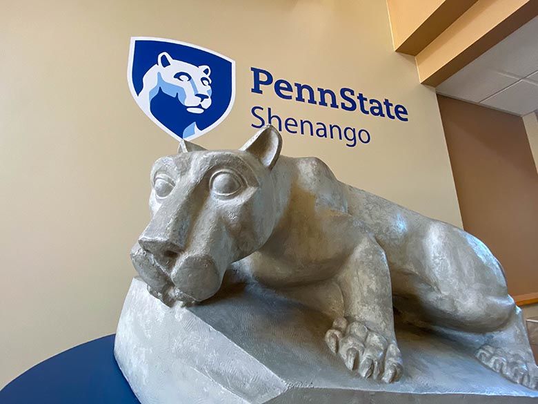 Lion Shrine under Penn State Shenango mark