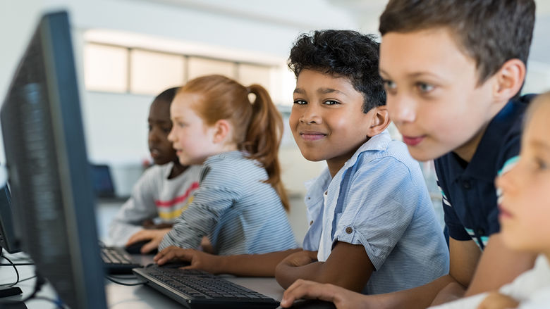 Children at a computer