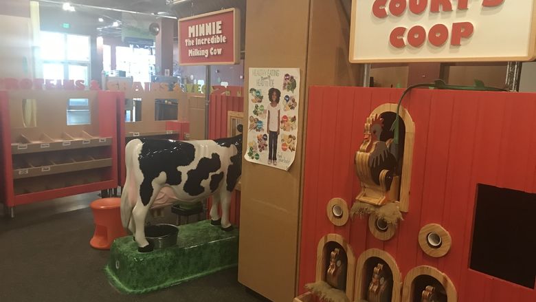 Cow and chicken models in a children's science center