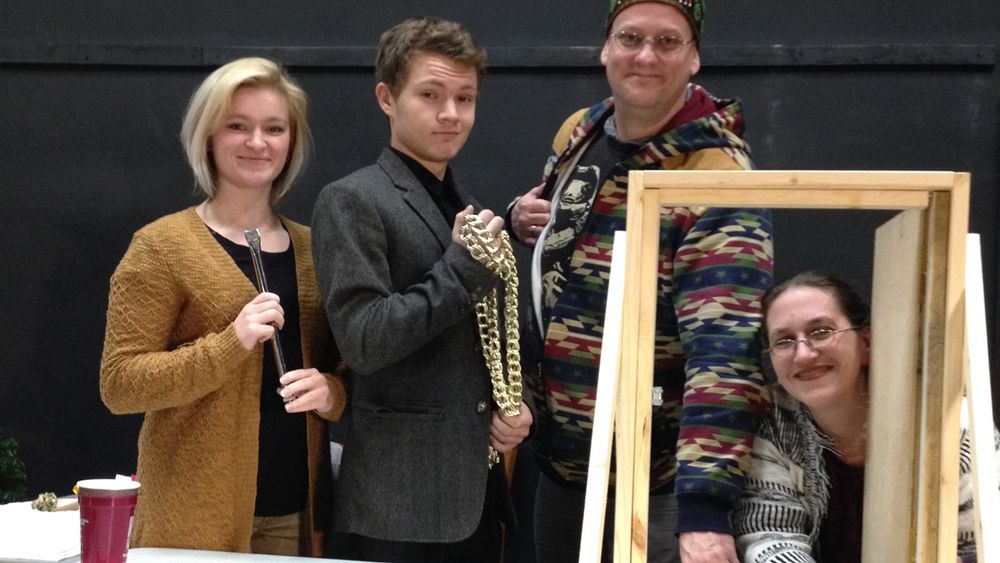 Shenango students pose for a picture during a rehearsal of their upcoming holiday production.